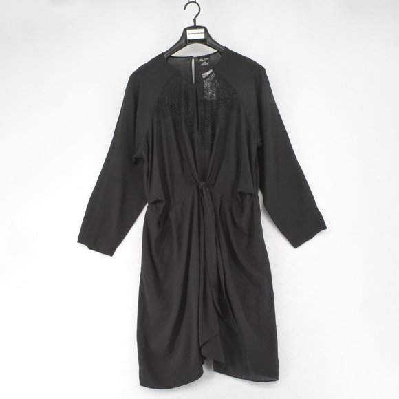 City Chic Short Dress Womens Plus Black Keyhole Lace Long Sleeve Pullover 16W - Picture 2 of 8